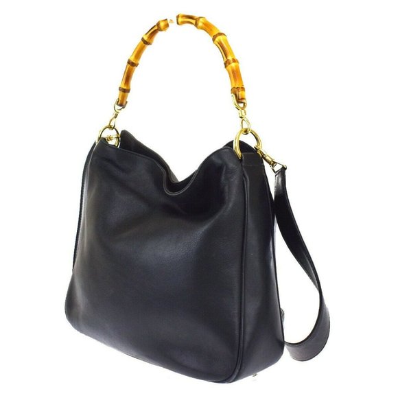 Auth Gucci Bamboo 2Way Hand Bag Black #34238G14B - Picture 3 of 10